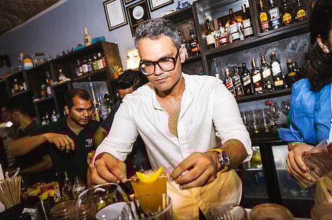 Chef Tarun Sibal behind the bar in Goa